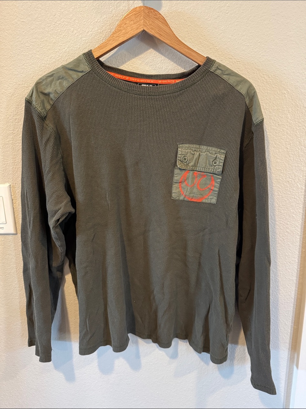 Star Wars Galaxy’s Edge Long Sleeve Crewneck with Orange Rebel Pocket Graphic
